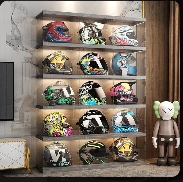 

Helmet Storage Cabinet Motorcycle Hat Organizer Helmet Display Box Motorcycle Equipment Storage Rack Storage Box