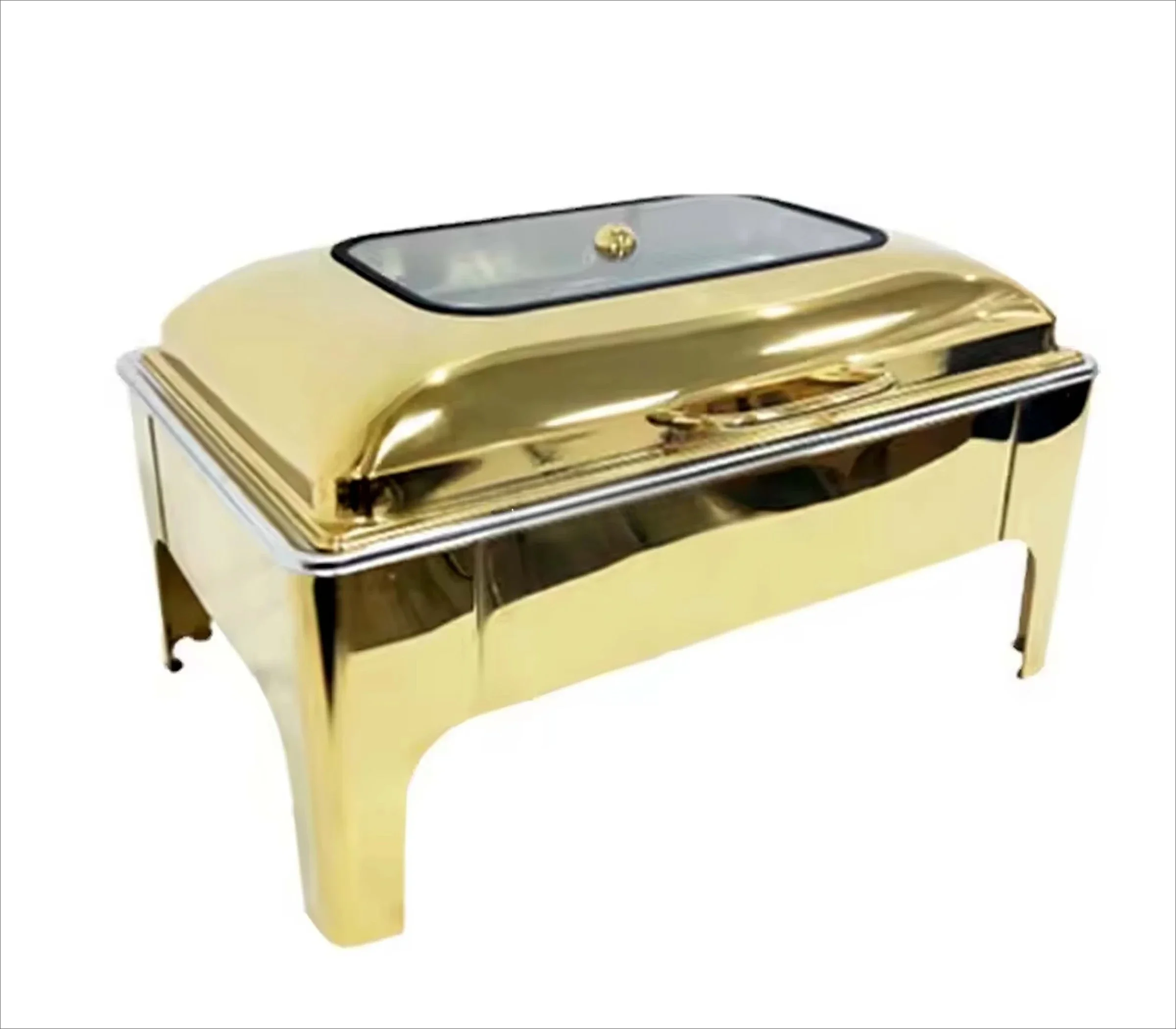 Golden Fondue Cutlery Set, Luxury Warmer Rectangular Brass and Copper