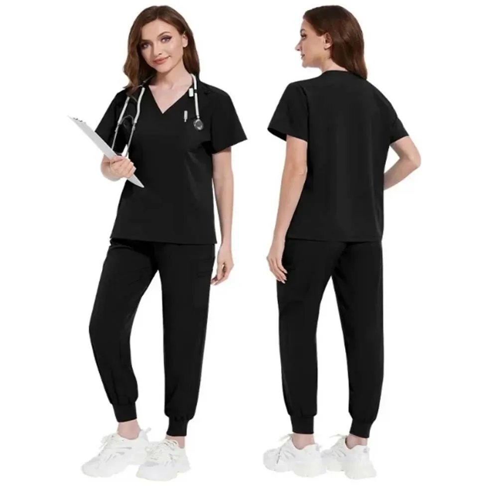 Quick-Dry Stretch Fabric Scrub Nursing Set Women Medical Uniform Doctor Nurse Outfit Pediatric Surgery Uniform Nurse Accessories