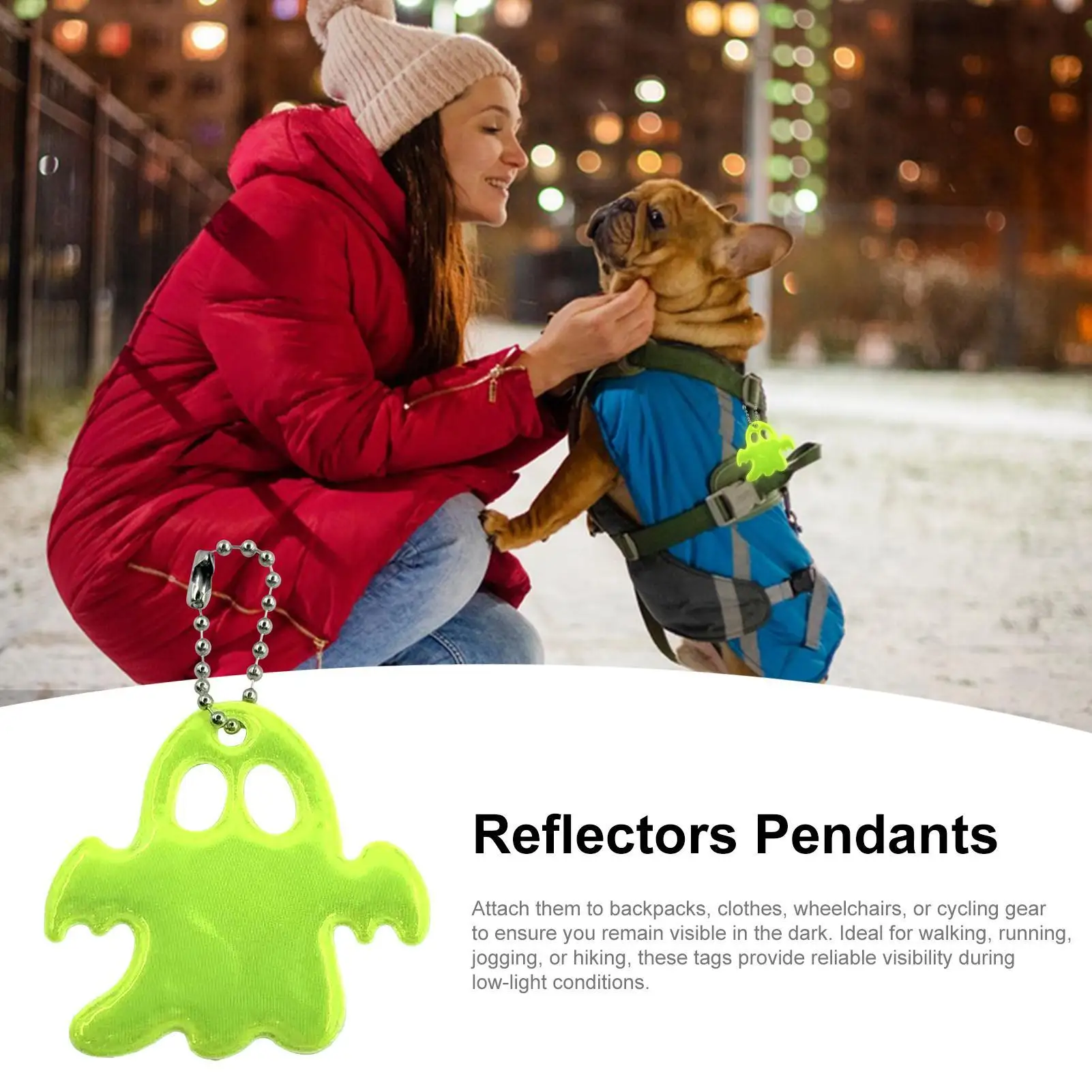 20 قطعة حقيبة الظهر العاكسة قلادة مقاوم للماء عاكس السلامة شبح قلادة خفيفة الوزن حقيبة حلية سلسلة مفاتيح السلامة