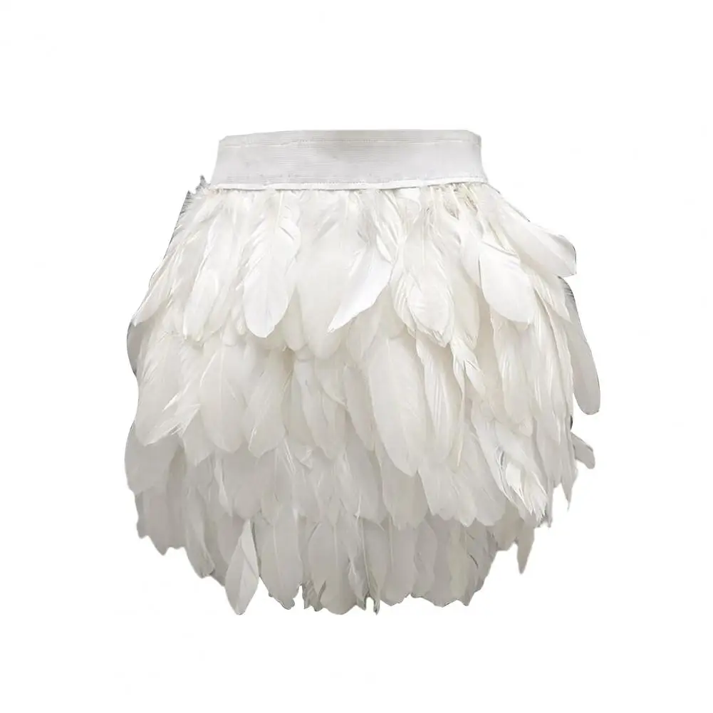 

Stretch Waist Skirt Punk Style Festival Faux Feather Skirt for Stage Performance Halloween Party Sexy Kawaii Women Bottoms