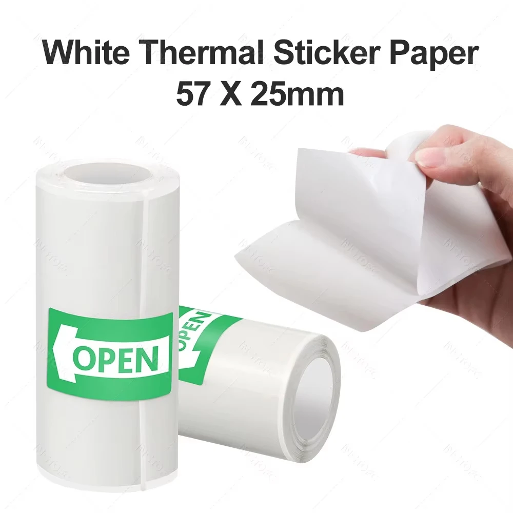10Pcs Thermal Paper, Self-Adhesive Mini Printer Paper, Printable Sticker Paper for Pocket Thermal Printer. 57mm x 25mm