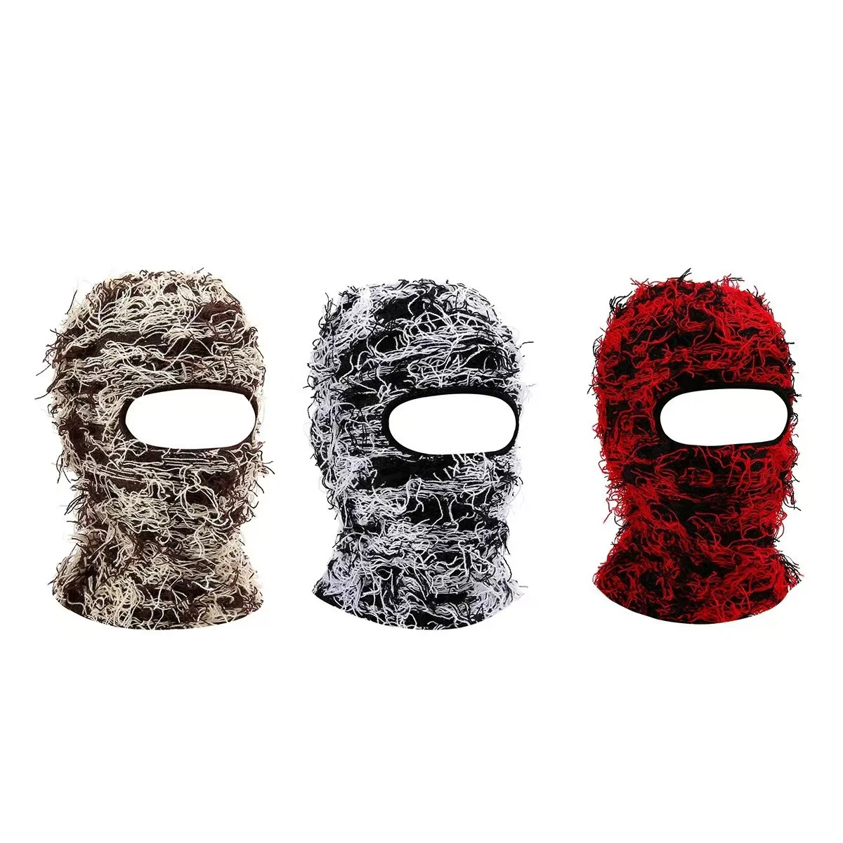 Volle Gesichtsabdeckung, Skimaske, Mütze, Sturmhaube, Distressed-Strickmütze, Tarnung, Herrenmütze, Damen, Winter, warm, winddicht, Fahrrad-Halsmütze – Detail 4