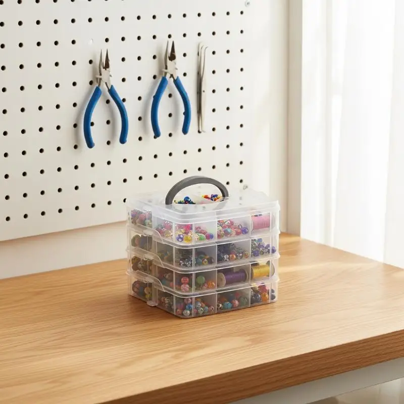 1 Set Stackable Plastic Hardware Storage Box Handheld Desktop Parts Storage Case