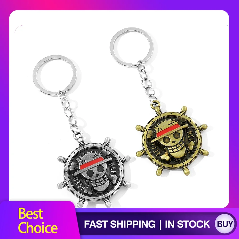 Accesorios de Anime llavero de una pieza el sombrero de paja piratas brújula llavero joyería de moda llavero de coche para mujeres regalos
