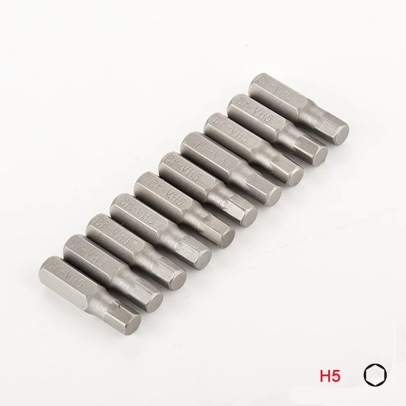 10pcs Hexagon Screwdriver Bit Set Chrome Vanadium Steel 1/4 Inch Hex Shank 25mm Long Hex Bits For Electric Screw Driver H2-H8