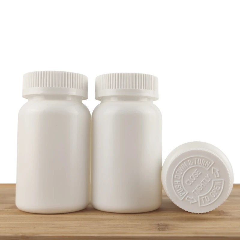 4/10/30/50 قطعة 100 مللي 100cc HDPE حبوب منع الحمل البلاستيكية الفارغة زجاجات دواء أغطية مقاومة للأطفال زجاجة كبسولة صيدلانية مع غطاء CRC #1