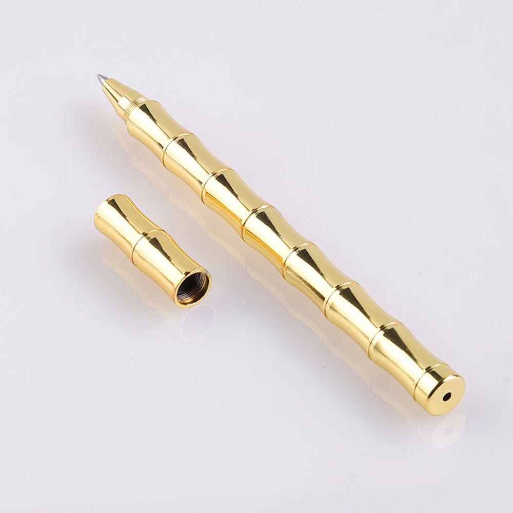 Luxury Brass Ballpoint Pen Bamboo Body Signature Rollerball Pen Decompress School Students Office Metal Stationery Gifts