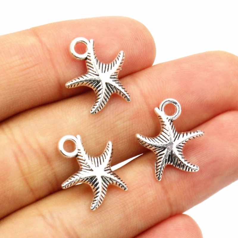 16x13mm 20pcs Antique Silver Plated Bronze Plated Starfish Handmade Charms Pendant:DIY for bracelet necklace