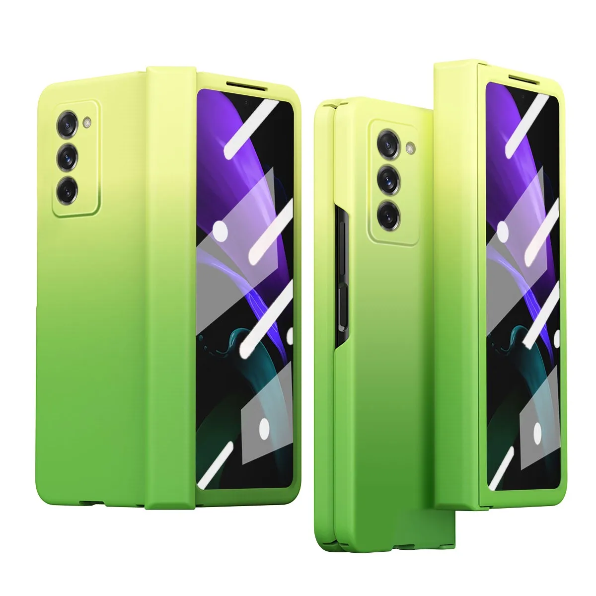 

Gradient Flip Case For Samsung Galaxy Z Fold 3 2 5G W21 Colorful Plastic Shockproof Fashion Cover With Tempered Glass Film Fold3