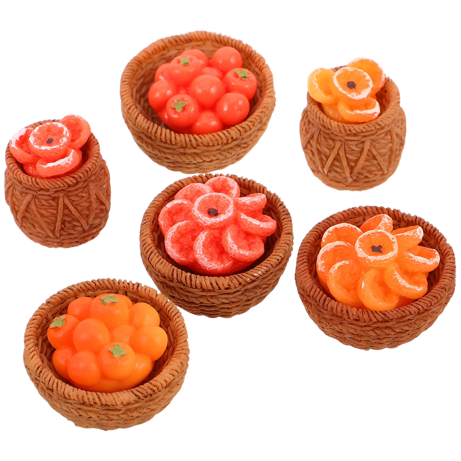 6 قطعة البرسيمون المصغر والفواكه المجففة محاكاة الغذاء الدعائم دمية واقعية التظاهر اللعب اكسسوارات المطبخ مايكرو #4