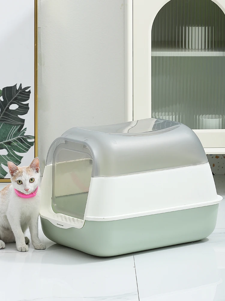 

Пластиковый лоток для кошачьего туалета с полной защитой от брызг и запаха, полузакрытый туалет-лоток для котят, унитаз-лоток
