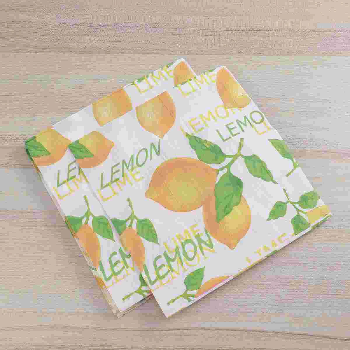 40Pcs Paper Luncheon Napkins Lemon Printed Disposable Tissue Napkin for Birthday Dinner Party Favors Supplies