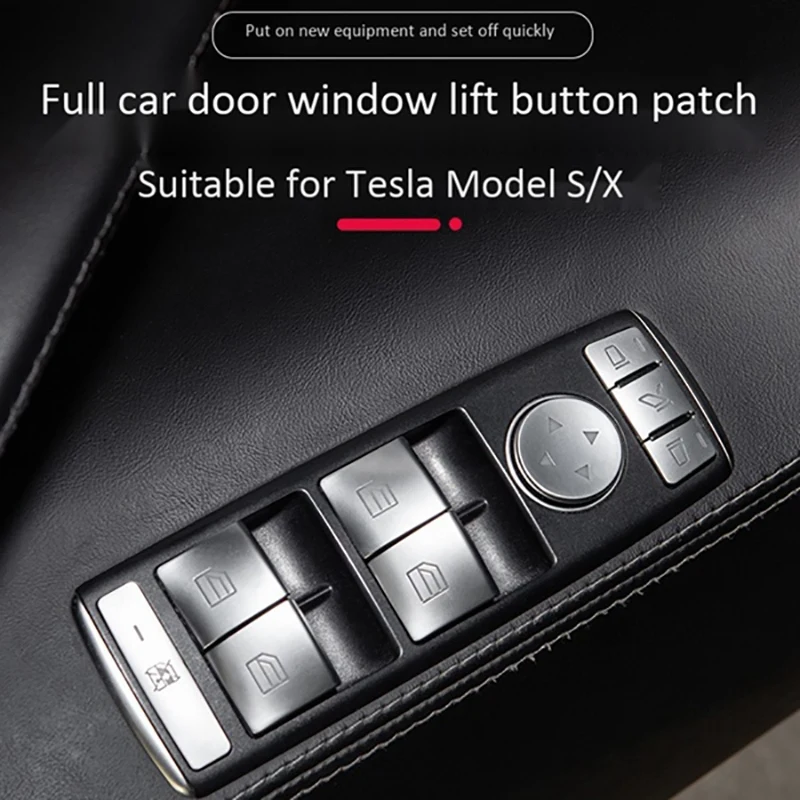 14PCS Button Sticker for Tesla Model X Model S Car Window Lift Switch Button Cover Trim Decoration Patch Accessories