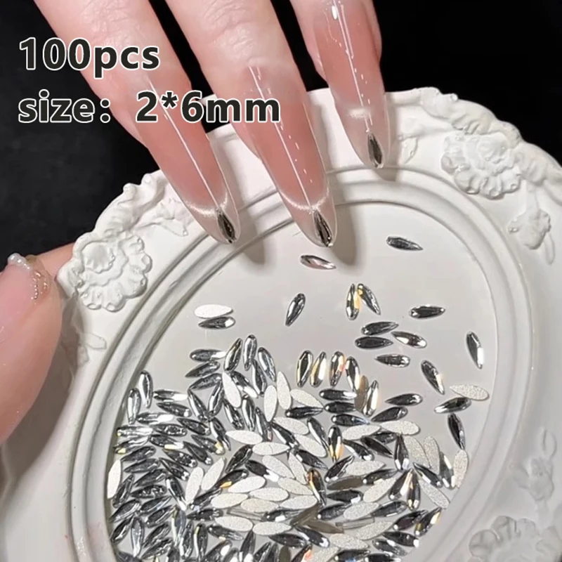 

100pcs Ultra-Shiny Horse Eye Zircon Nail Art Rhinestones Clear Waterdrop Shaped Mini Flatback Stones 3D Gems Nail Decora