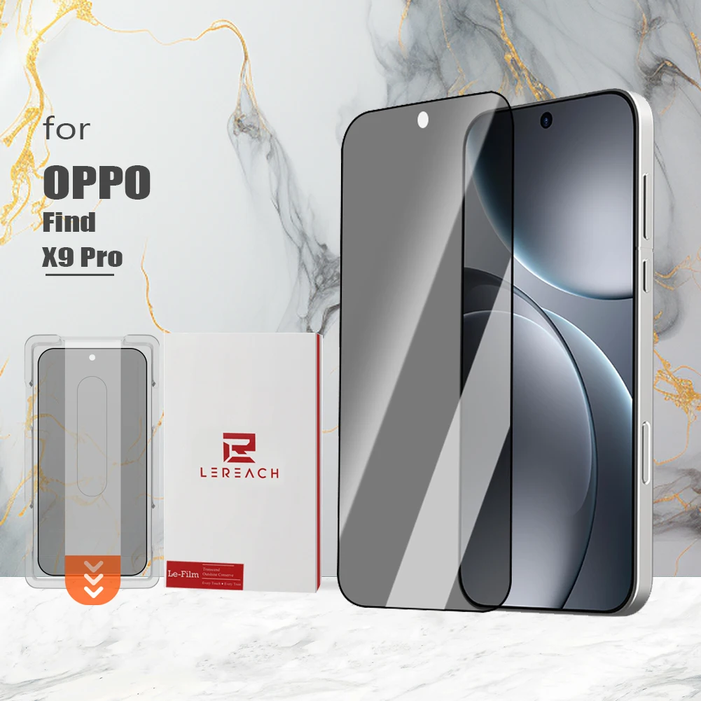 For OPPO Find X9 Pro 2 pcs LeReach CF Privacy Tempered Glass Thickness Anti-Glare With Dust-Free VistaGuard Screen Protector