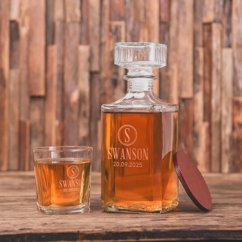 Personalisierter Whisky-Dekanter oder Schnapsgläser, Tasse mit Gravur, Geschenk für Papa, individuelles Logo, Trauzeuge, Heiratsantrag, Geschenke, Hochzeitsdekoration