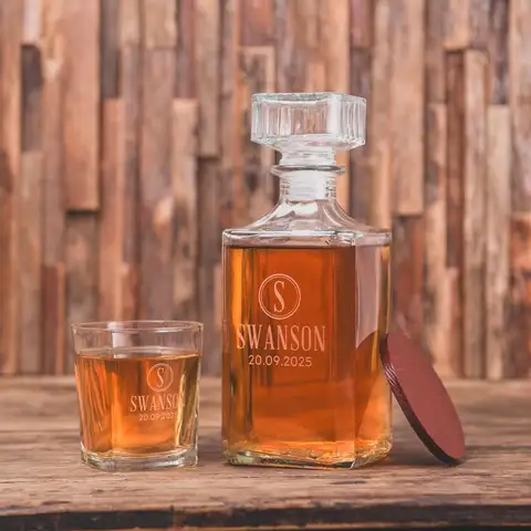 Personalized Whiskey Decanter or Shot Glasses Cup Engraved Gift for Dad Custom Logo Groomsman Proposal Gifts Wedding Decoration