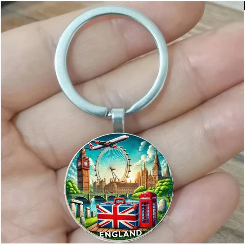 Биг Бен, Лондонский глаз, красная телефонная будка, британский флаг - прочный металлический дорожный сувенирный брелок, подарок для любителей Лондона (день рождения)