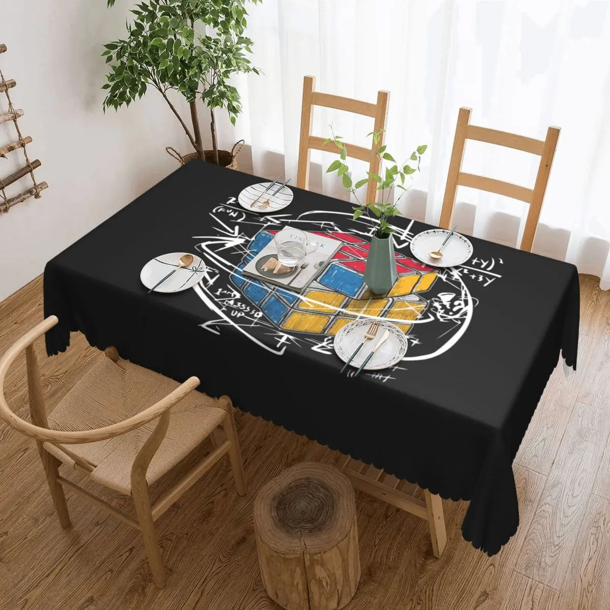 Customized Math Teacher Graphic Tablecloth Rectangular Oilproof Mathematics Science Geek Table Cover Cloth for Banquet