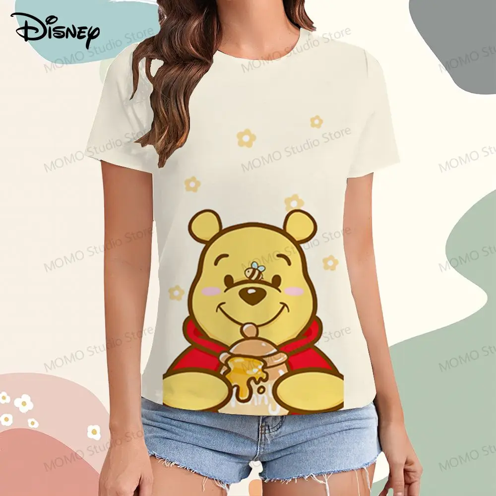 Women\'s T-shirt Disney Winnie Pooh XS-3XL Kawaii Summer T-shirts Leisure Y2k 2024 Woman Clothing Top Street Wear Cheap Clothes