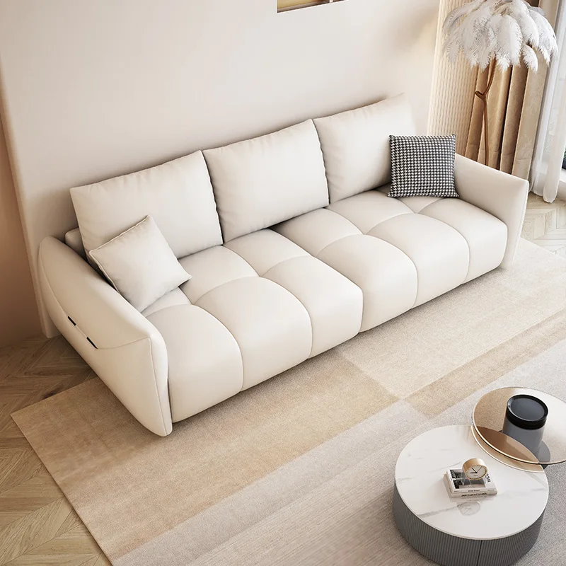 Italian technology cloth light luxury cream wind sofa living room modern simple three or four people in-line combination online