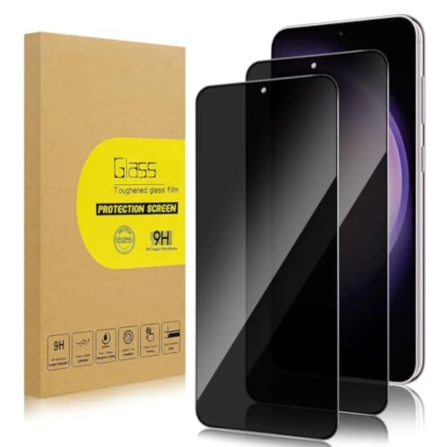 

2 Pack Privacy Screen Protector for Samsung Galaxy S23 [Anti-Spy Tempered Glass] [Fingerprint Unlock Support], Anti-Scratch, Bu