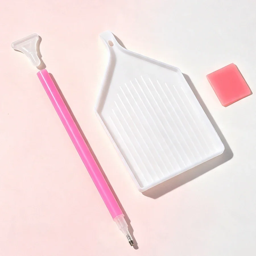 3Pcs Nail Art Rhinestone Picker Set, Wax Pick Up Pen with Dotting Tool, Storage Tray & Glue Clay, Manicure Tools