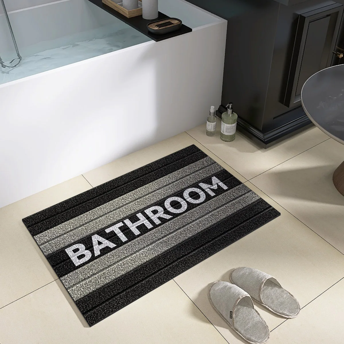 Retro Luxury Diatomite Bath Mat Bathroom Rug Anti Slip Shower Carpet Absorbent Floor Foot Mats Quick Dry Custom Washable