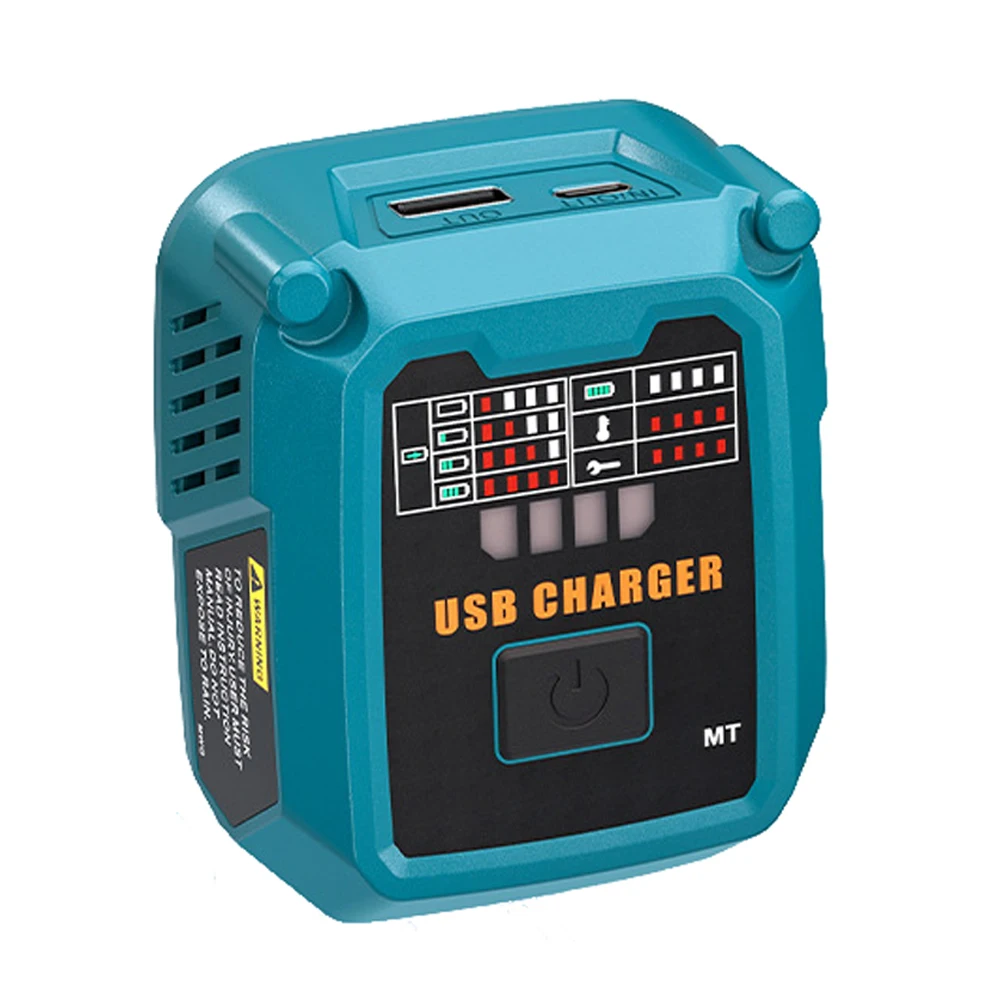 2 In1 100W Battery Charger Power Adapter Compatible for Makita/Dewalt/Milawukee/Bosch Battery with USB-A/C for Phones Tablets