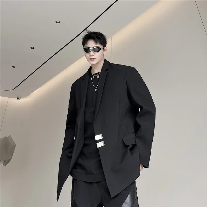 

Trendy Metal Decorated Casual Loose Men's Suit Jaet Spring New Sle Individual Design Faionable Classic Long Sve Autu...