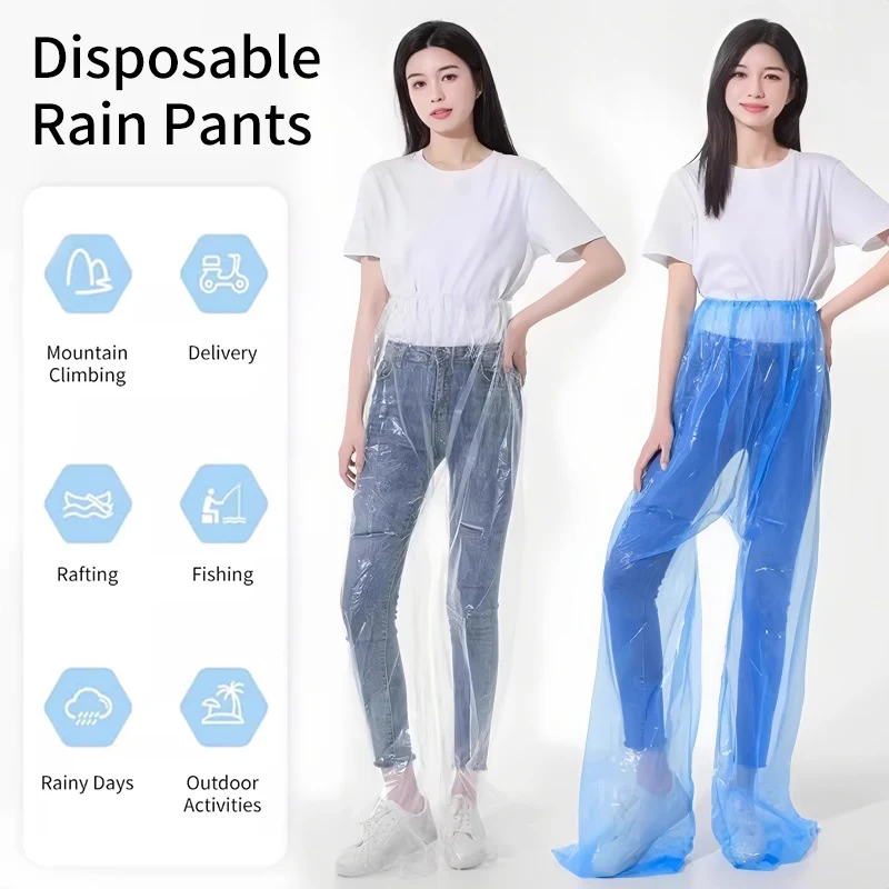 

Disposable Rain Pants Waterproof PE Overtrousers Lightweight Foldable Outdoor Rainwear for Hiking Fishing Camping Travel Use