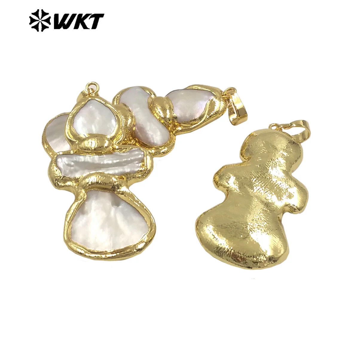 

WT-JP424 WKT Новый дизайн Подвеска в форме тыквы с жемчужной ракушкой и 18-каратным настоящим позолотой для женщин, подарки на годовщину