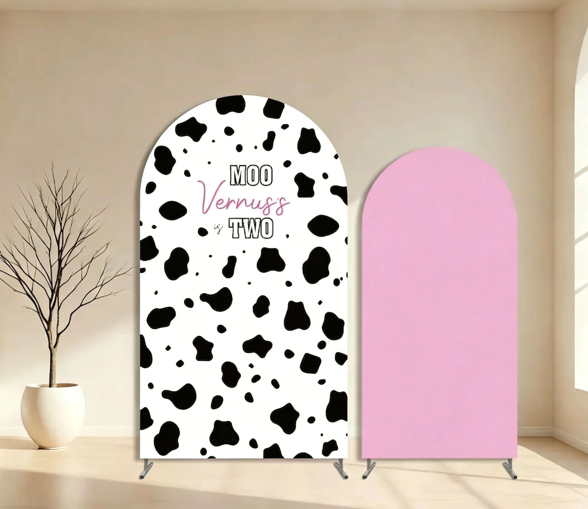 Custom 2-Side Girl First Rodeo Baby Shower Arch Backdrop Cove Pink Cowgirl Diy Name Age Birthday Party Decor Backdrop Photo