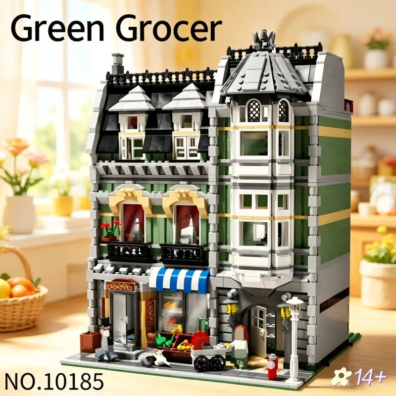 2026 new 2352pcs Creator City View Europeanizing Architecture Green Grocer 10185 Building Block Model  Birthday Gifts