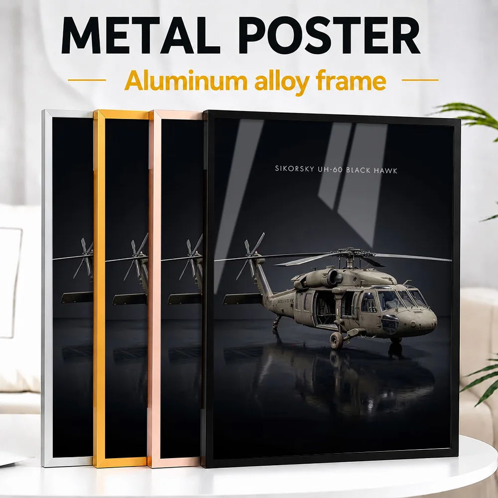 Sikorsky UH-60 Black Hawk Helicopter Framed Metal Print Customized Flight Tribute Wall Art Designed For Office And Pilot Gift