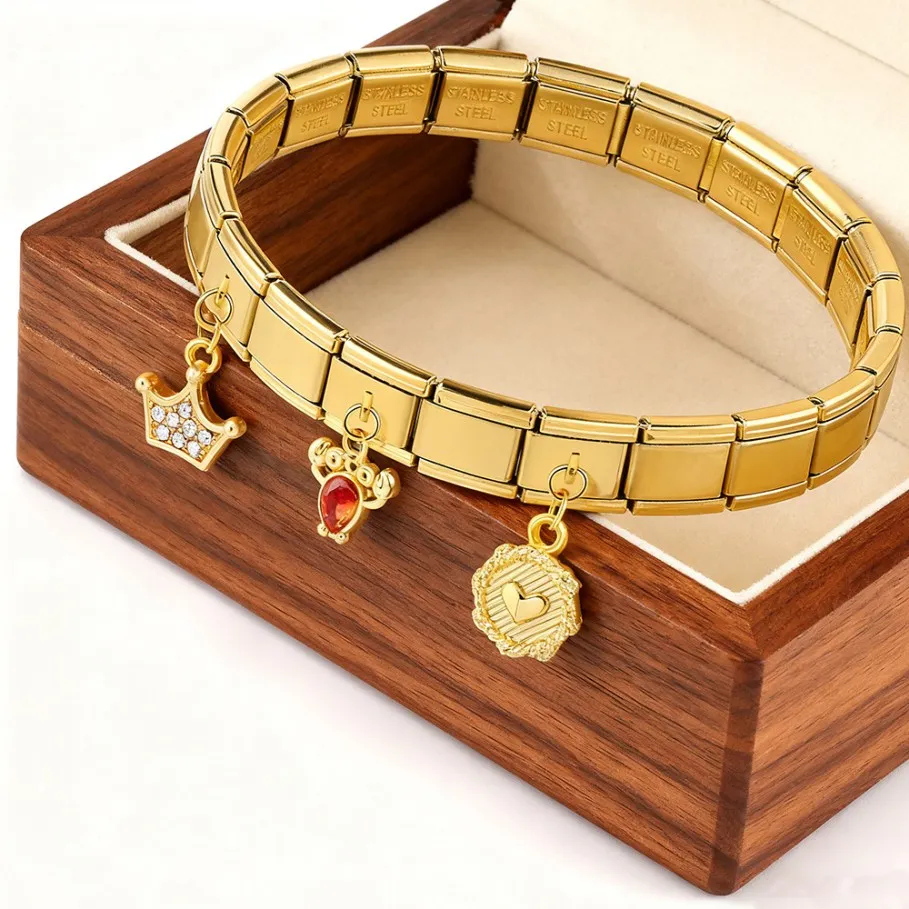 Modischer Kreuz-Wassertropfen-Teufelsherz-Sonnenuntergang-Sterne-Charm-Anhänger passend für 9mm italienisches Edelstahl-Schmuckarmband DIY – Detail 2