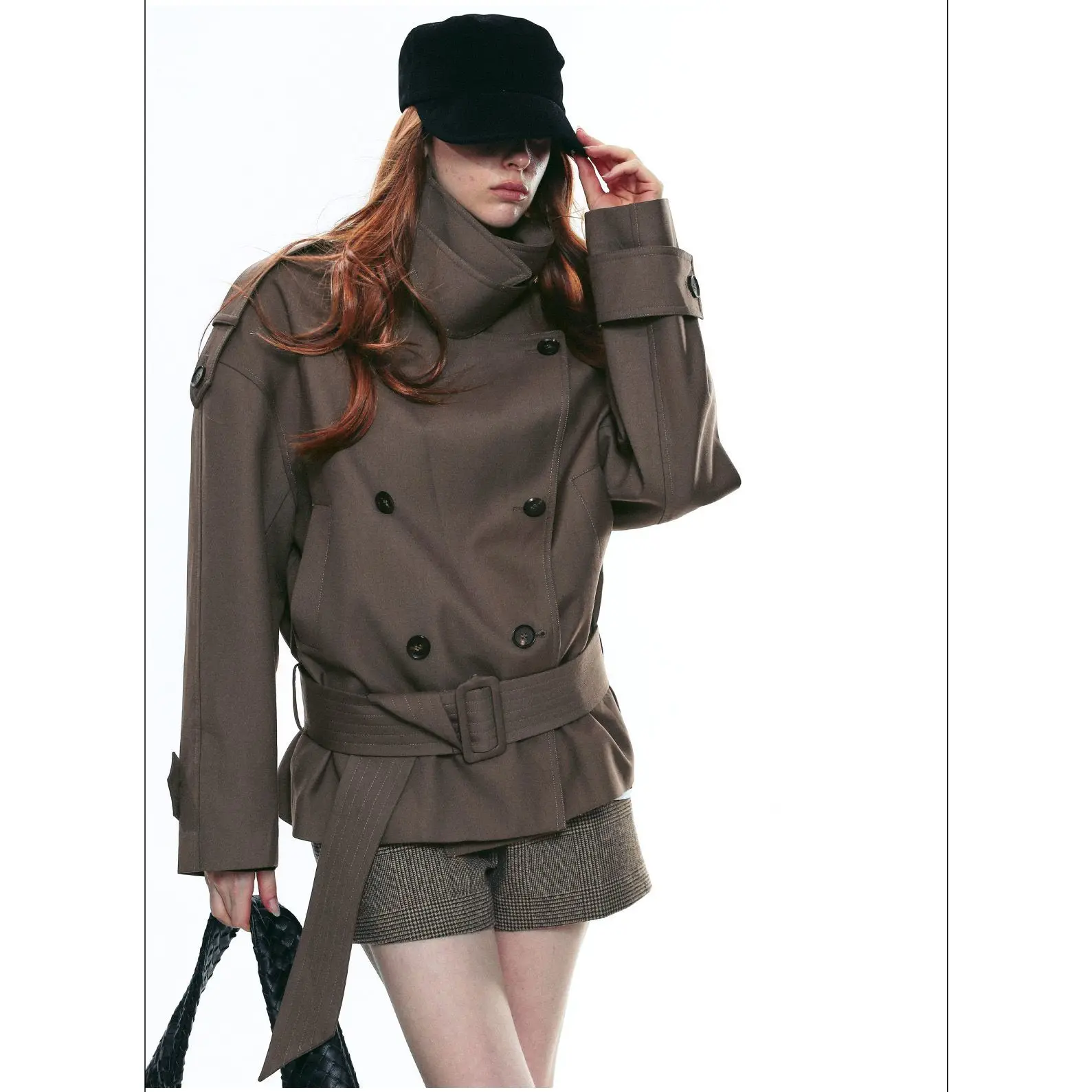 French Vintage Turtleneck Overcoats Women Trench Coats 2000s American Retro Tops Outwear Long Sleeve Slim Warm Jackets Chic