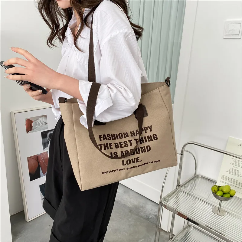 

Large Capacity Canvas Bags Women's Fashion Simple Casual Shoulder Messenger Bag Work School Shopping Handbag Bolsos Para Mujer