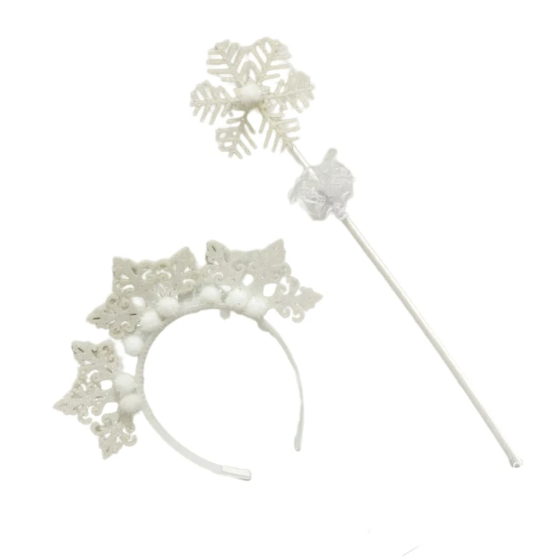 Christmas Snowflake Hairband and Wand Set Lady Cosplay Costume Accessories DXAA