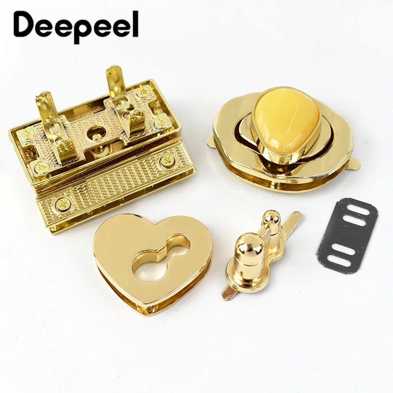 1Pc Deepeel Gold Metal Bag Lock Buckle Turn Twist Locks Snap Clip Closure Latch Handbag Purse Replace DIY Hardware Accessories