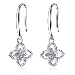 HTOTOH 925 Silver Electroplating PT 950 Gold Simple Earrings Women Moissanite Diamond Drop Earrings