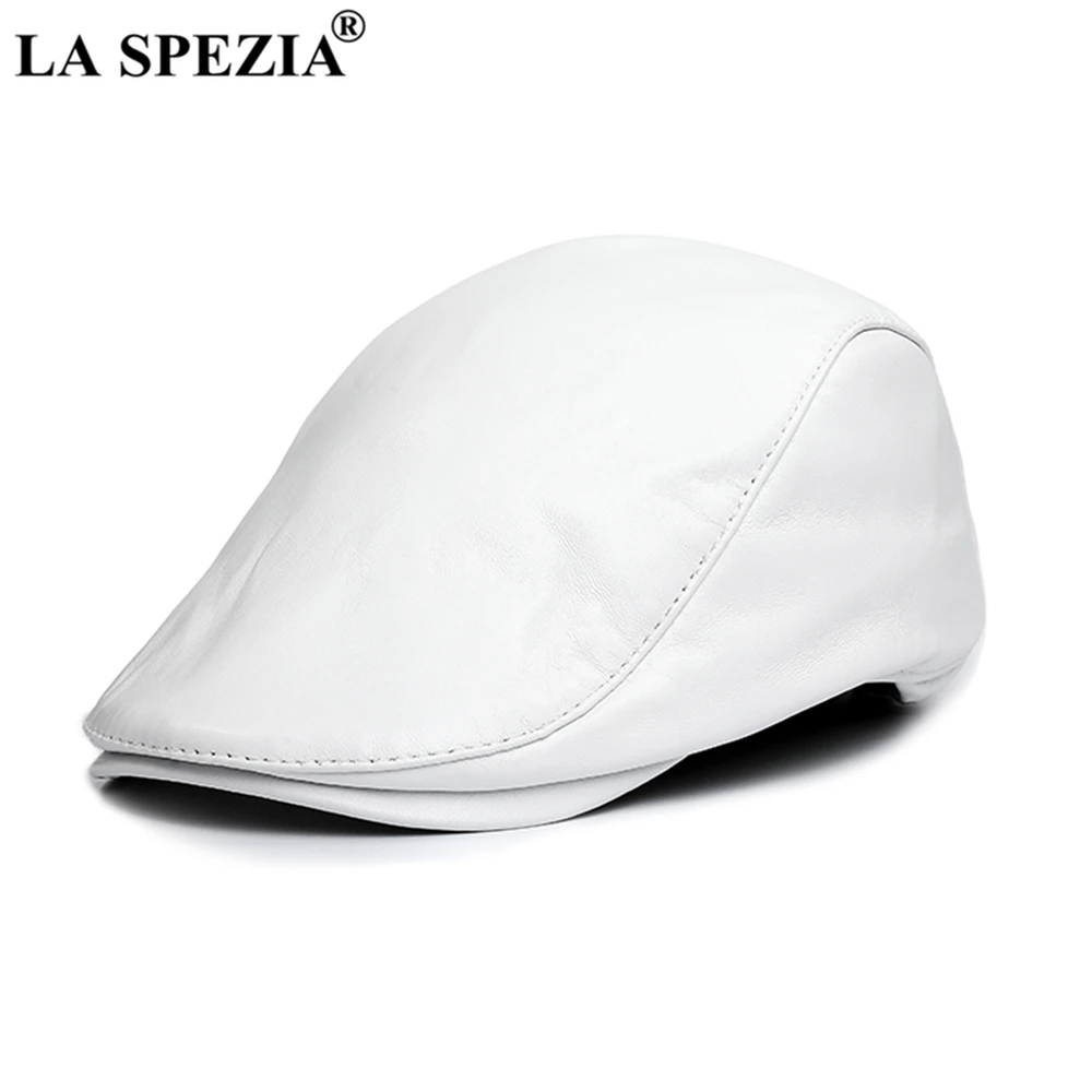 LA SPEZIA Royal Blue Beret Hat Men Women Flat Cap Real Sheepskin Leather Spring Autumn Male Female Solid Unisex Peaked Cap