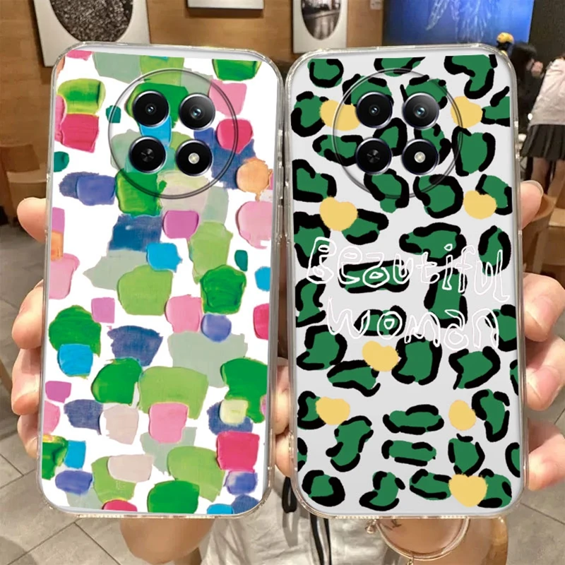 

Leopard Print Cartoon Panda Butterfly Phone Case For Realme 12 13 Pro Plus 5G 12X 11X GT Master GT 2 NEO 3T Transparent Cover