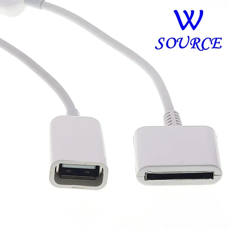 White Adapter cable Docking 30-pin Female To USB 2.0 Female Data Charge Short Cable Dock 30P White 15CM Conversion line