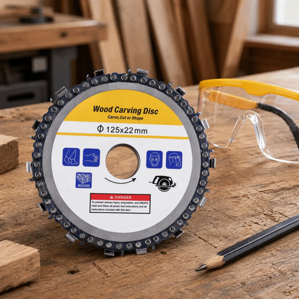 5 Inch Diameter Chain Saw Disc 7/8 Inch Arbor Yellow Color Angle Grinder Accessories Circular Shape 14 Teeth Stump Grinder Disc