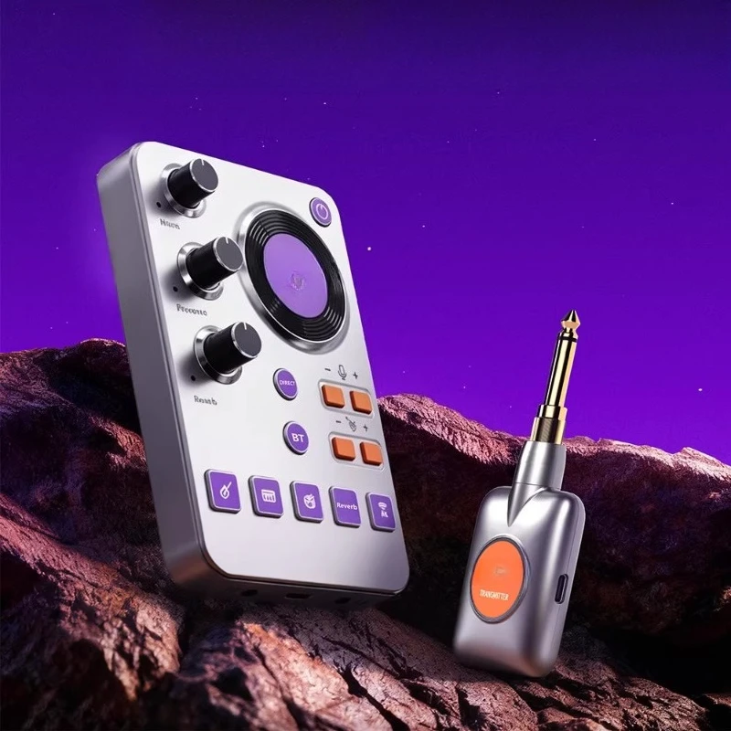 Wireless flying saucer live broadcast, external sound card, mobile phone, computer, and musical instrument internal recording