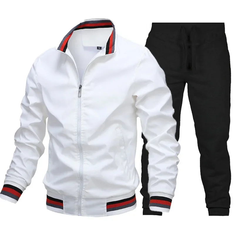 Men\'s Sports Gym Tracksuit Set Elastic Sweatsuits Jogging Suits Casual Fitness Clothes T-shirts Crew Neck Sweatshirts Leggings