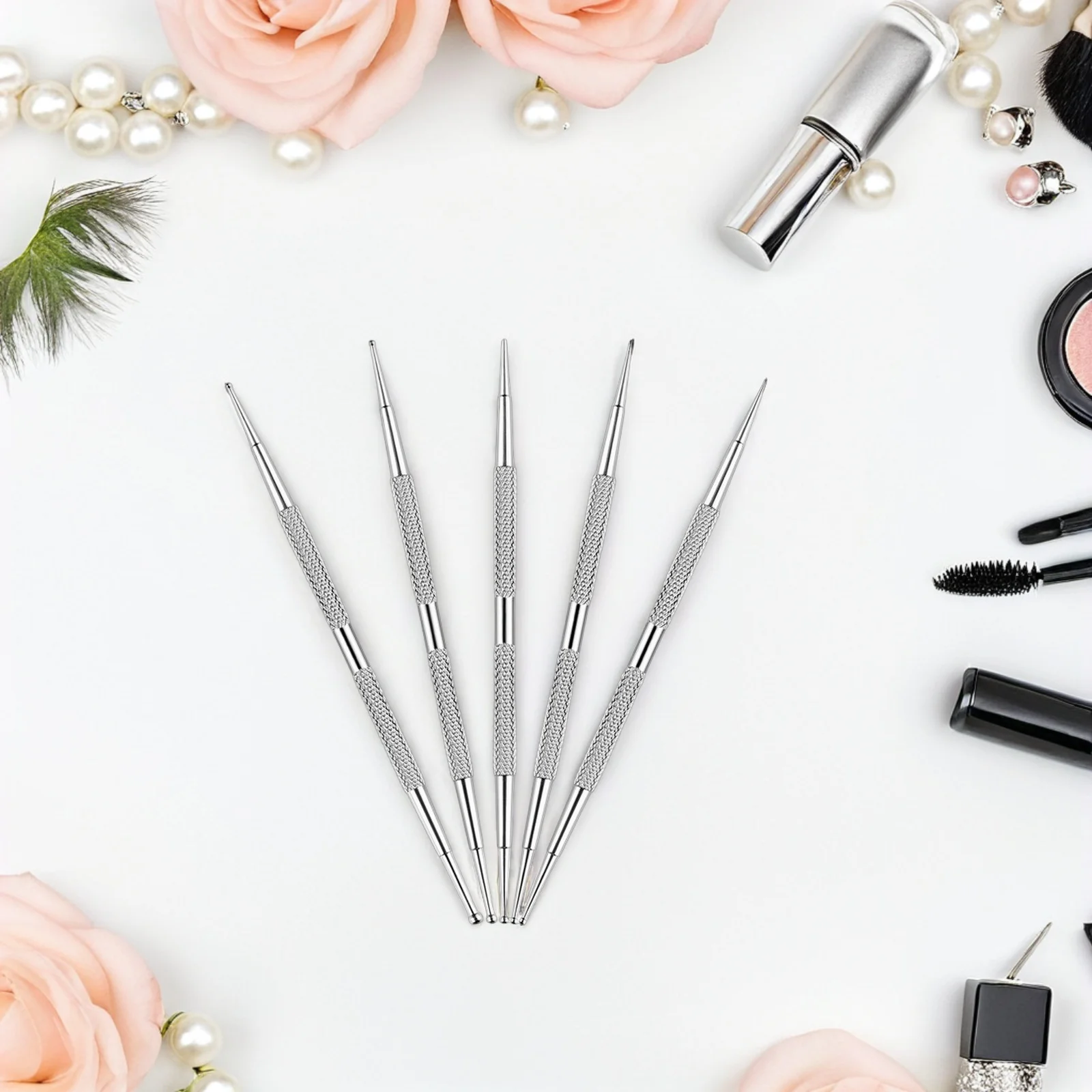 Set di penne professionali per punteggiare le unghie da 5 pezzi per principianti e artisti Stilo da tracciamento con motivo a penna per unghie facile da usare e versatile