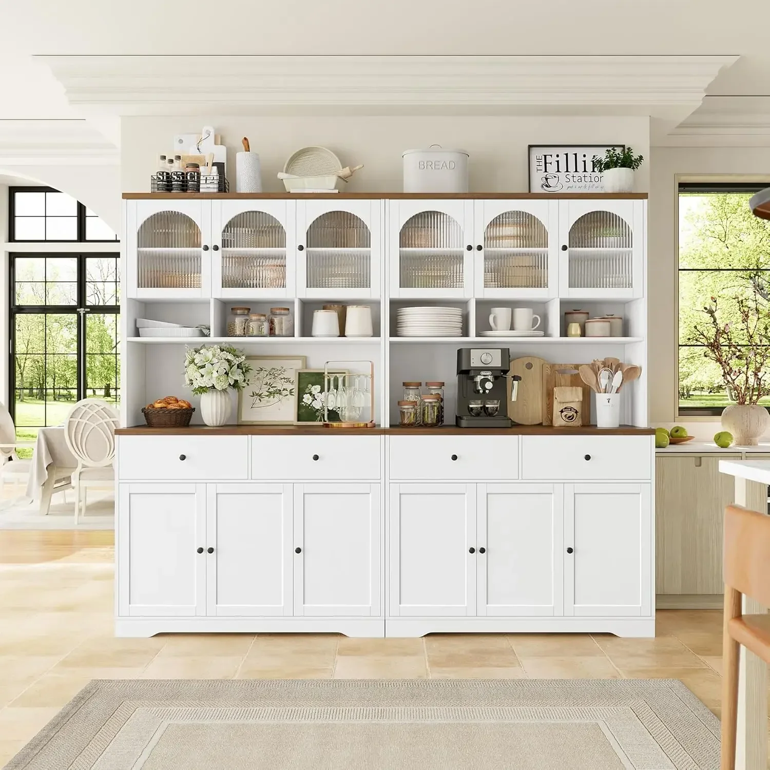 ベストセラー！今すぐ購入！ ]プレミアム71インチパントリーキャビネット、電子レンジスタンド付きキッチンパントリー収納キャビネット、モダンなキッチンハッチF